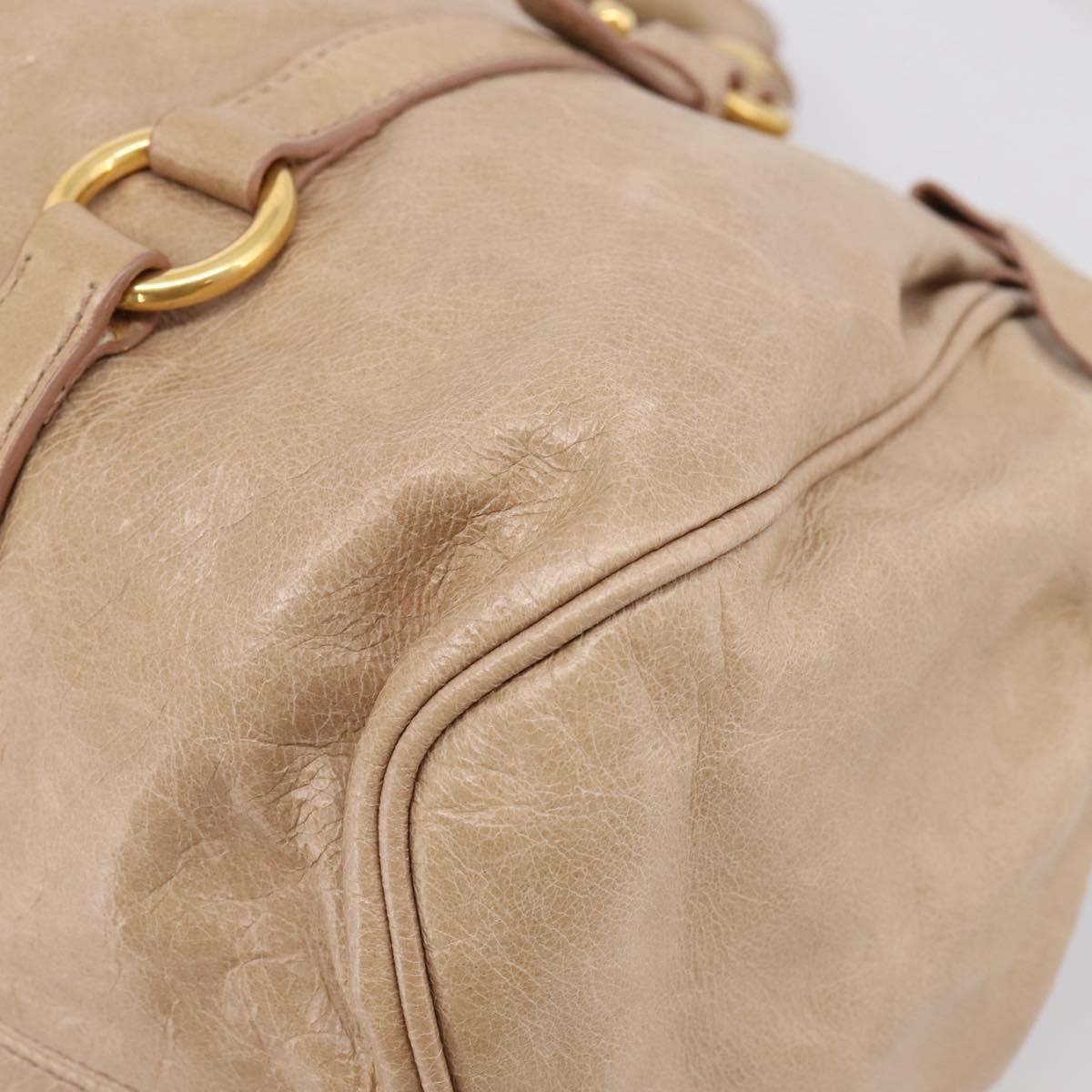 Miu Miu Hand Bag Leather 2way Beige Gold Auth 167823M