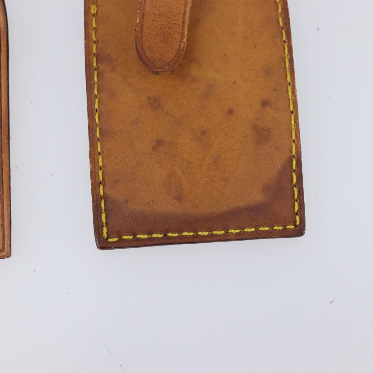LOUIS VUITTON Name Tag Leather 10 Set Beige LV Auth 167824
