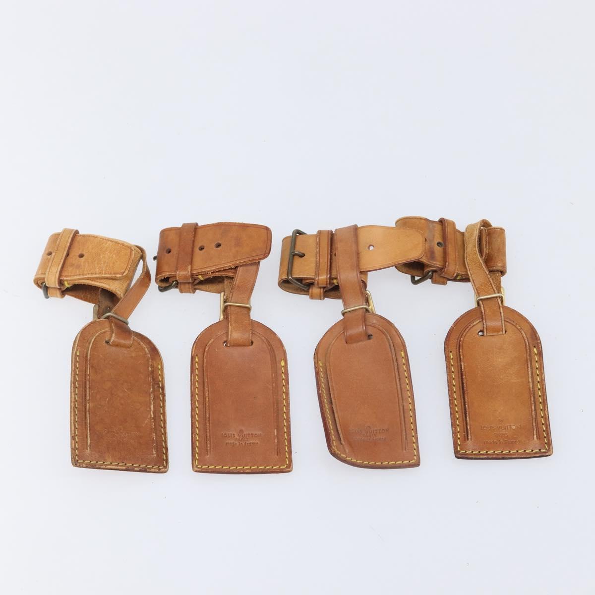 LOUIS VUITTON Name Tag Leather 10 Set Beige LV Auth 167824
