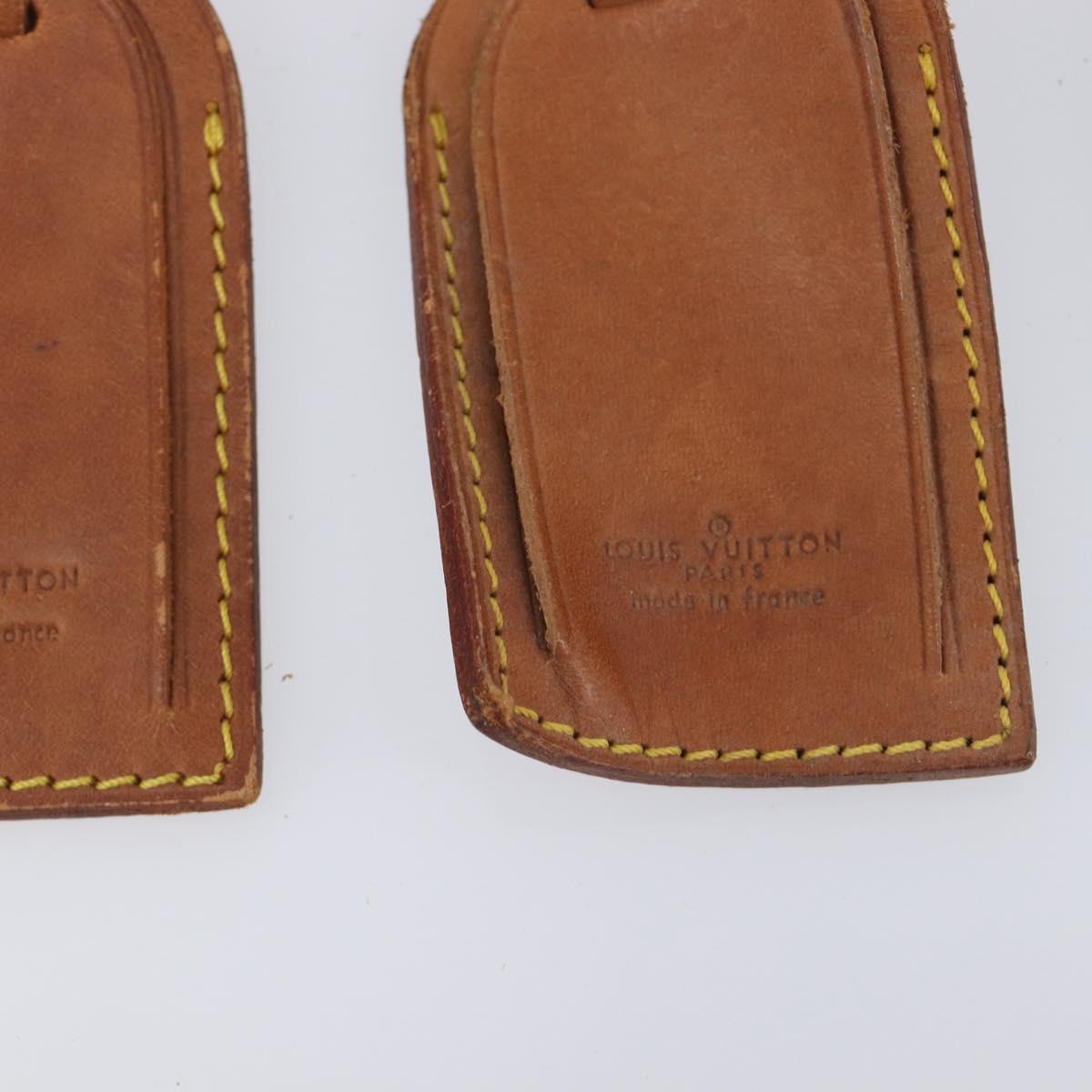 LOUIS VUITTON Name Tag Leather 10 Set Beige LV Auth 167824