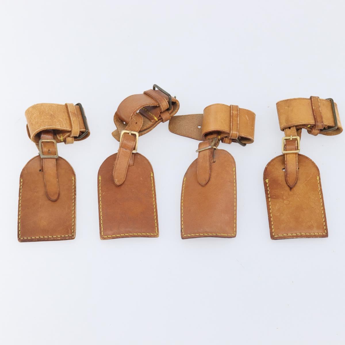 LOUIS VUITTON Name Tag Leather 10 Set Beige LV Auth 167824