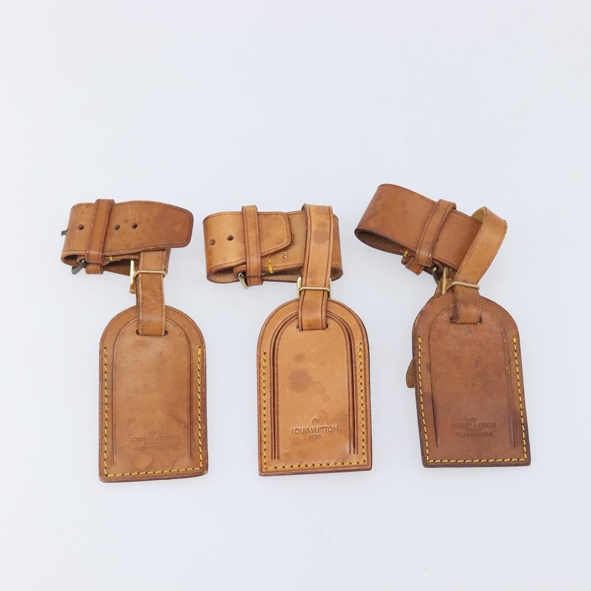 LOUIS VUITTON Name Tag Leather 10 Set Beige LV Auth 167824