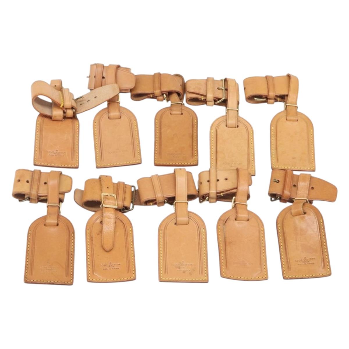 LOUIS VUITTON Name Tag Leather 10 Set Beige LV Auth 167825