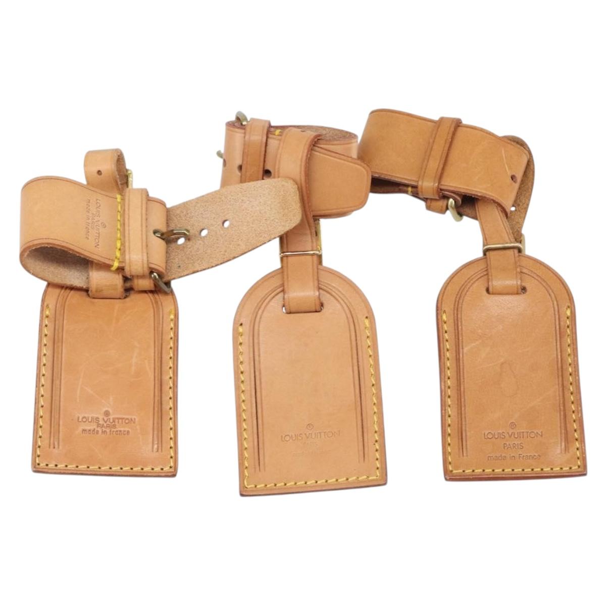 LOUIS VUITTON Name Tag Leather 10 Set Beige LV Auth 167825