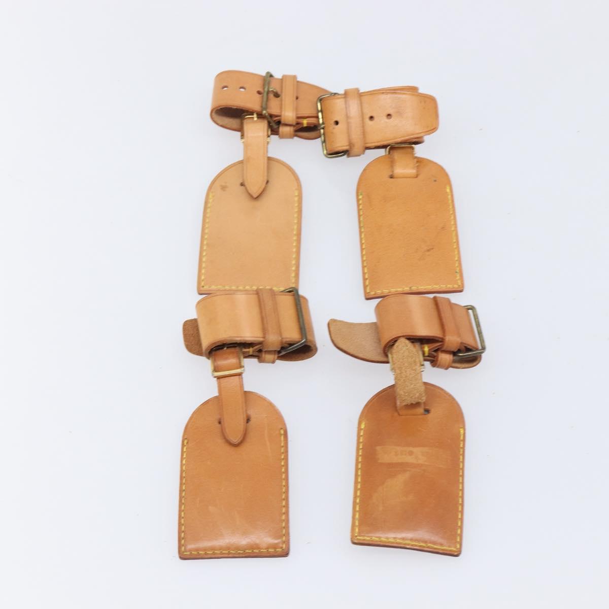 LOUIS VUITTON Name Tag Leather 10 Set Beige LV Auth 167825