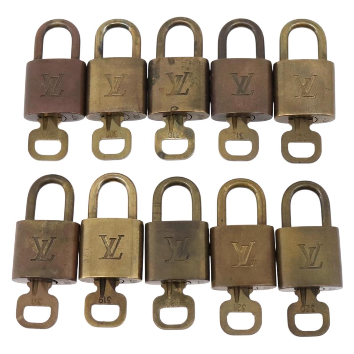 LOUIS VUITTON Padlock Metal 10 Set Gold Tone LV Auth 167826