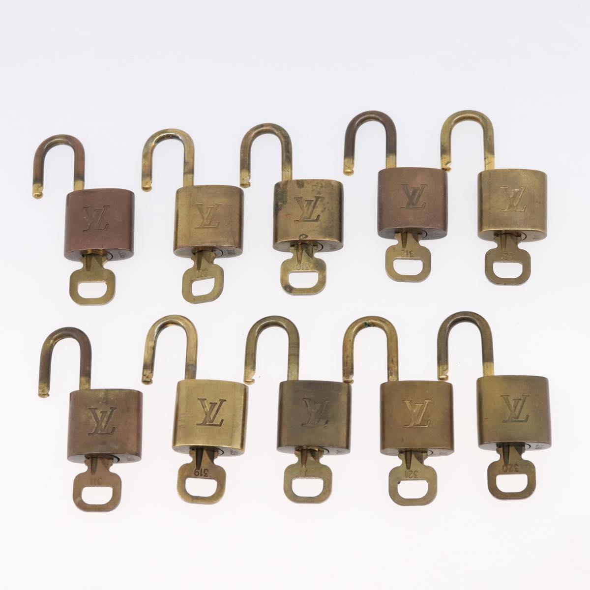 LOUIS VUITTON Padlock Metal 10 Set Gold Tone LV Auth 167826