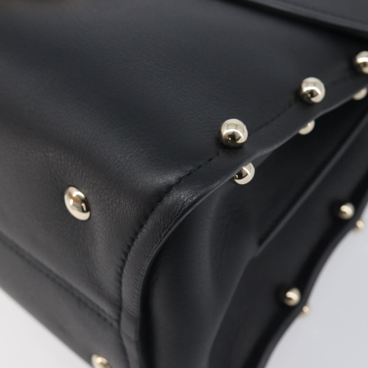 Salvatore Ferragamo Gancini Hand Bag Leather 2way Black Gold Auth 167828V