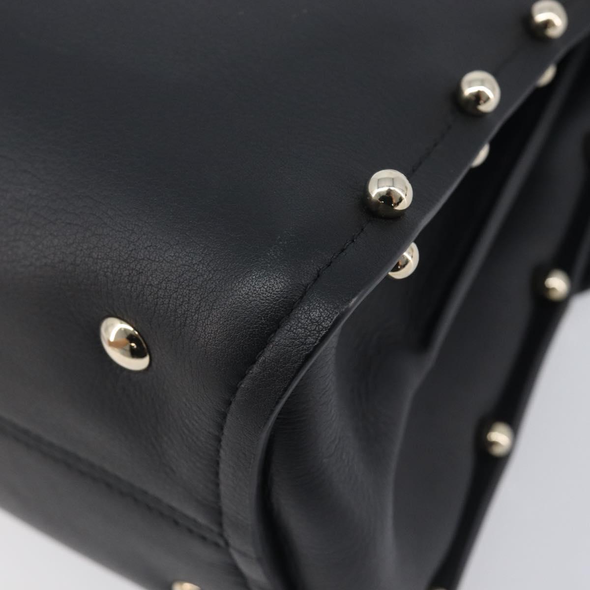 Salvatore Ferragamo Gancini Hand Bag Leather 2way Black Gold Auth 167828V