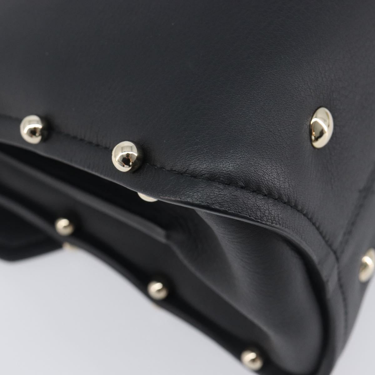Salvatore Ferragamo Gancini Hand Bag Leather 2way Black Gold Auth 167828V