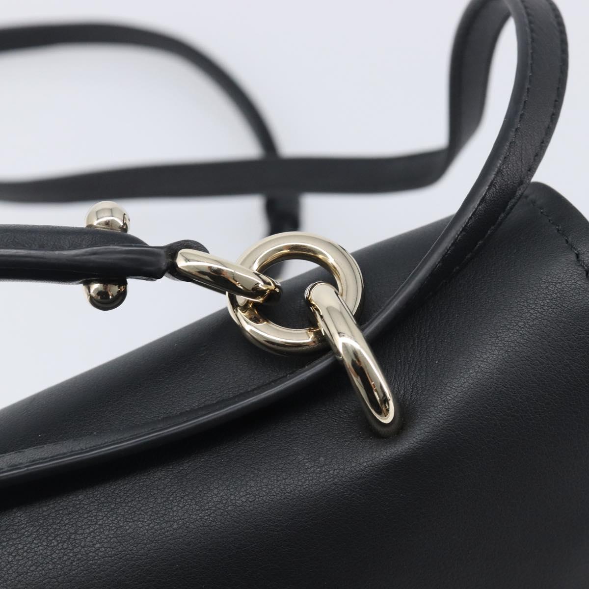 Salvatore Ferragamo Gancini Hand Bag Leather 2way Black Gold Auth 167828V