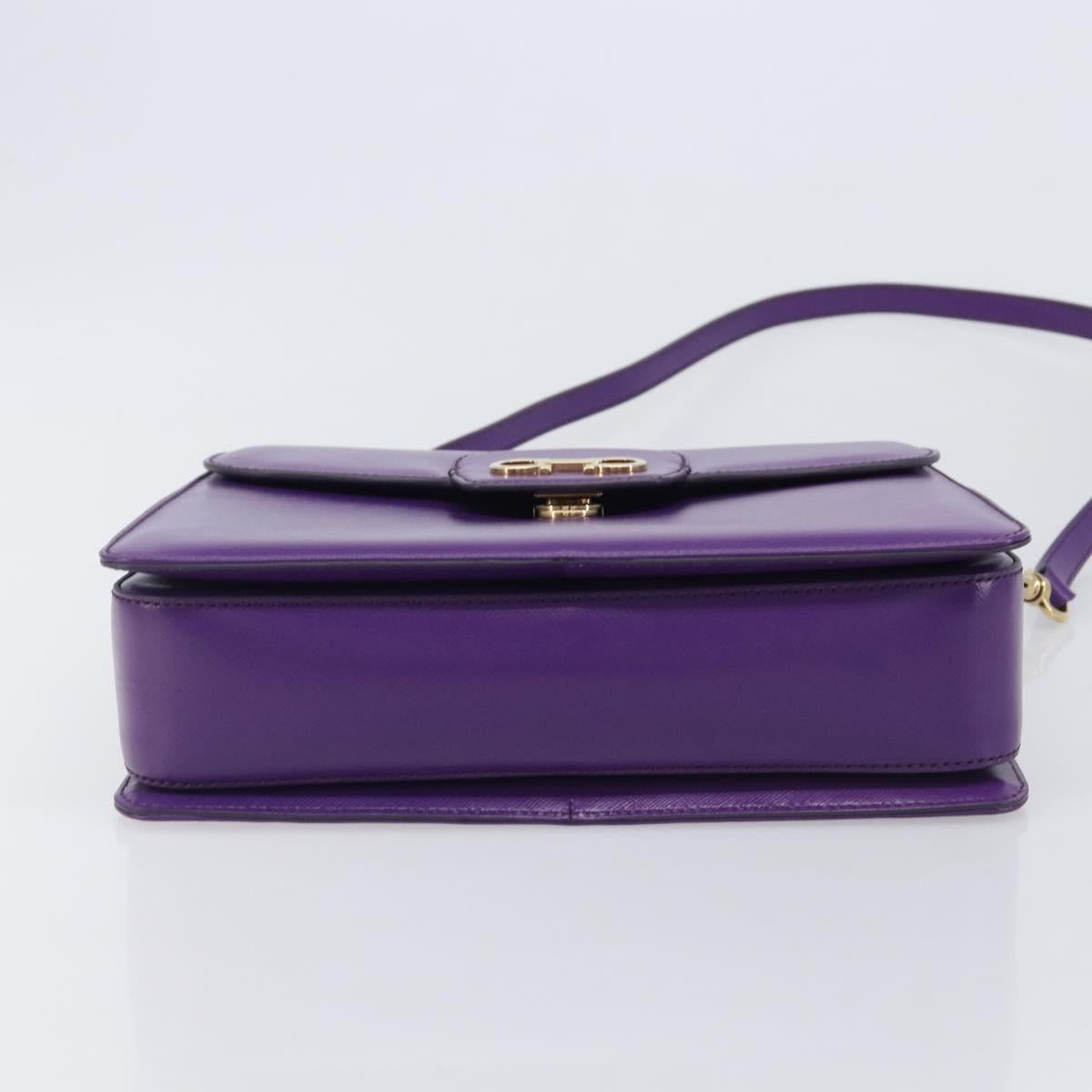 Salvatore Ferragamo Gancini Hand Bag Leather 2way Purple Gold Auth 167829V