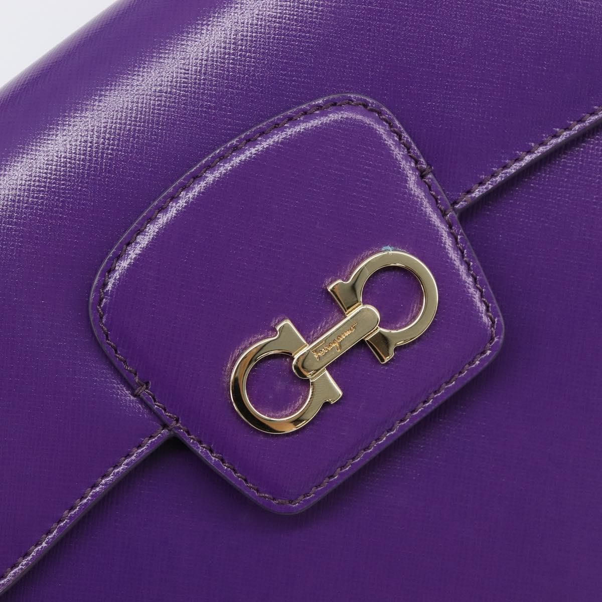 Salvatore Ferragamo Gancini Hand Bag Leather 2way Purple Gold Auth 167829V