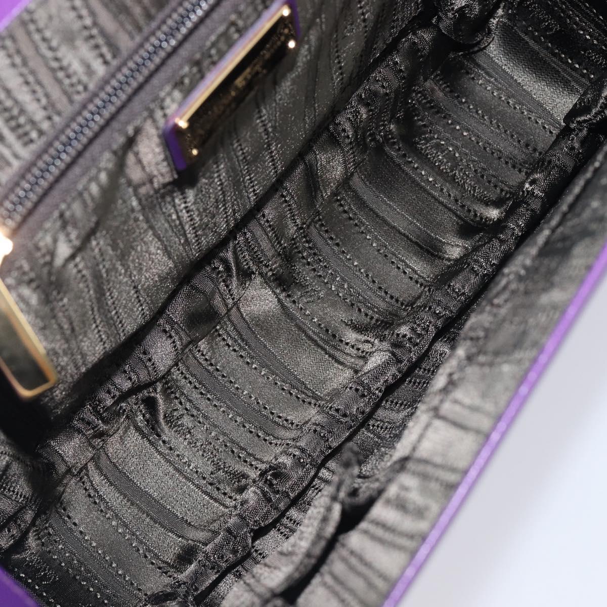 Salvatore Ferragamo Gancini Hand Bag Leather 2way Purple Gold Auth 167829V