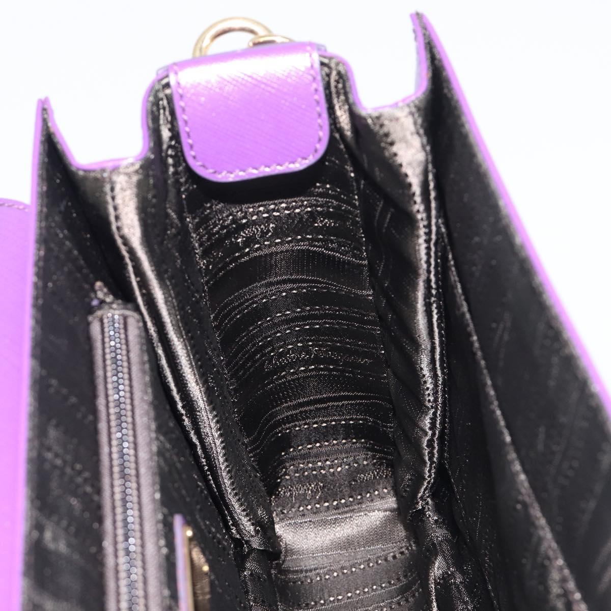 Salvatore Ferragamo Gancini Hand Bag Leather 2way Purple Gold Auth 167829V