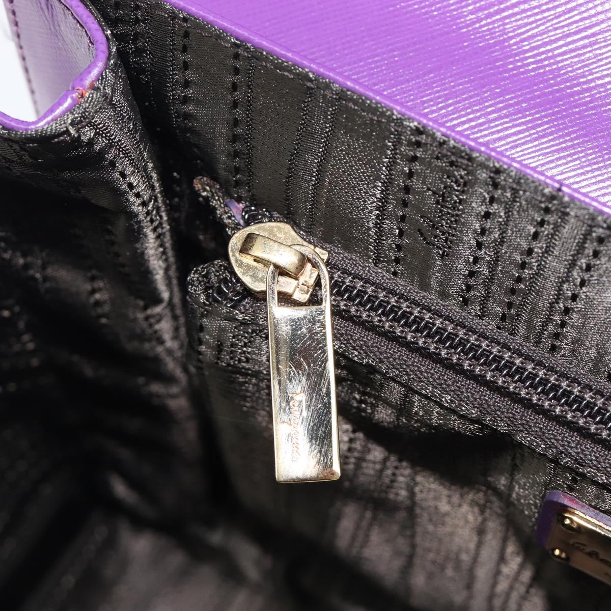 Salvatore Ferragamo Gancini Hand Bag Leather 2way Purple Gold Auth 167829V