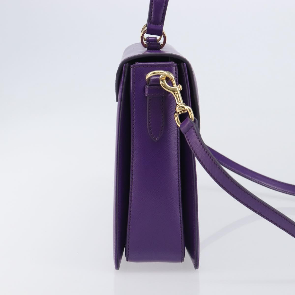 Salvatore Ferragamo Gancini Hand Bag Leather 2way Purple Gold Auth 167829V