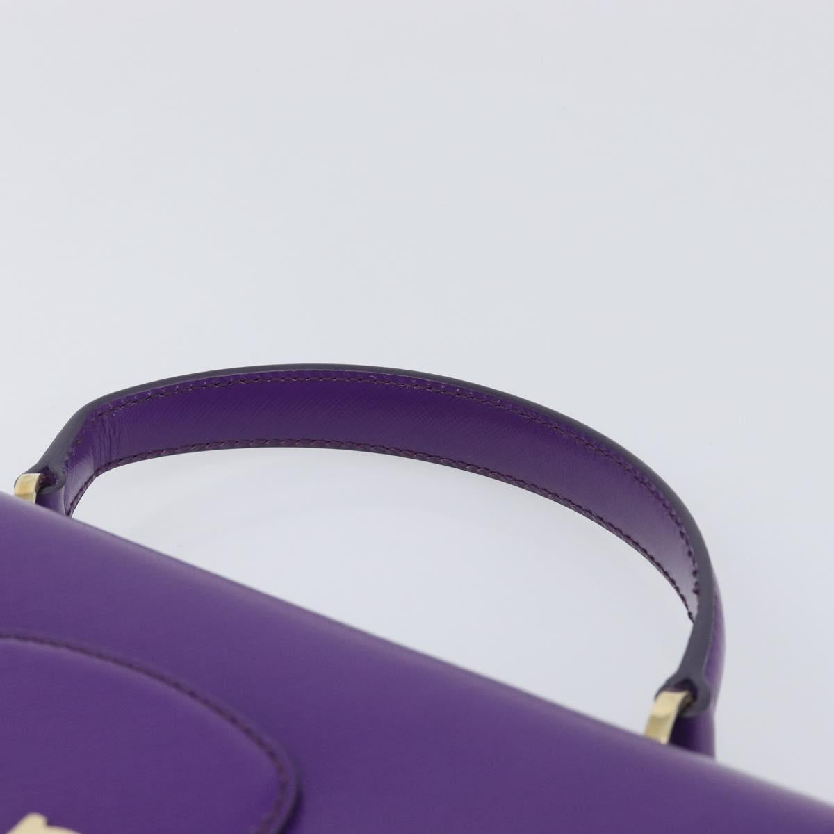 Salvatore Ferragamo Gancini Hand Bag Leather 2way Purple Gold Auth 167829V