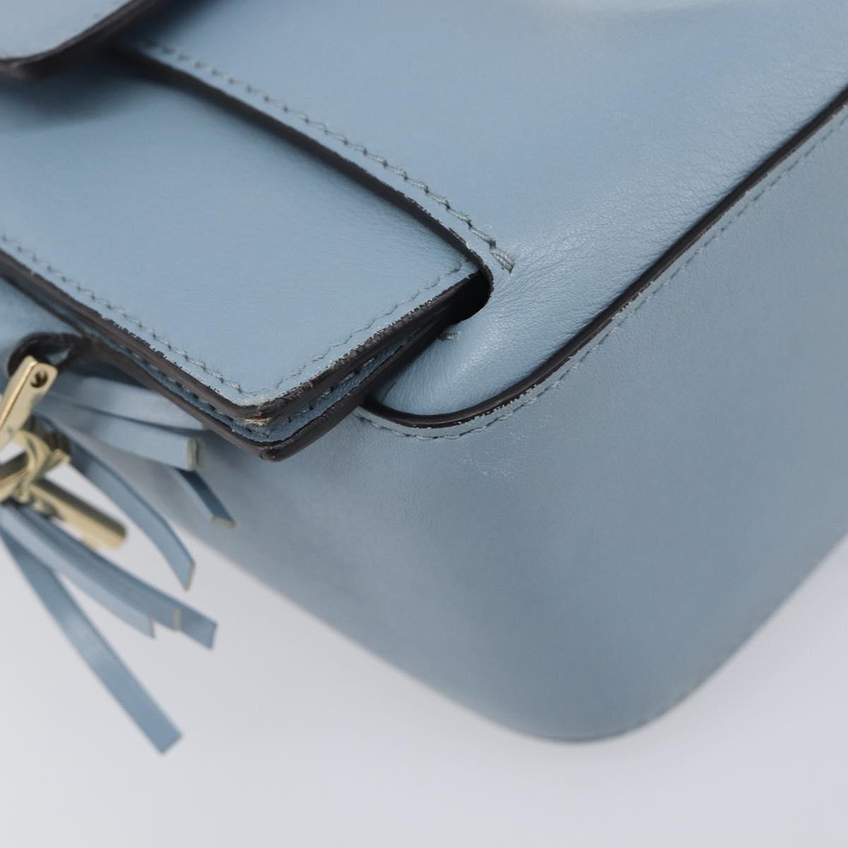 Salvatore Ferragamo Gancini Shoulder Bag Leather Light Blue Gold Auth 167830V