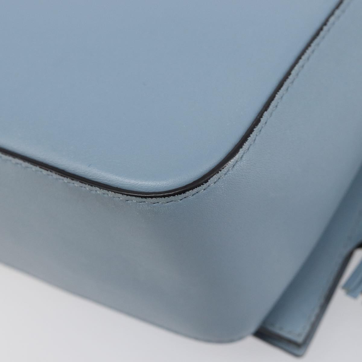 Salvatore Ferragamo Gancini Shoulder Bag Leather Light Blue Gold Auth 167830V