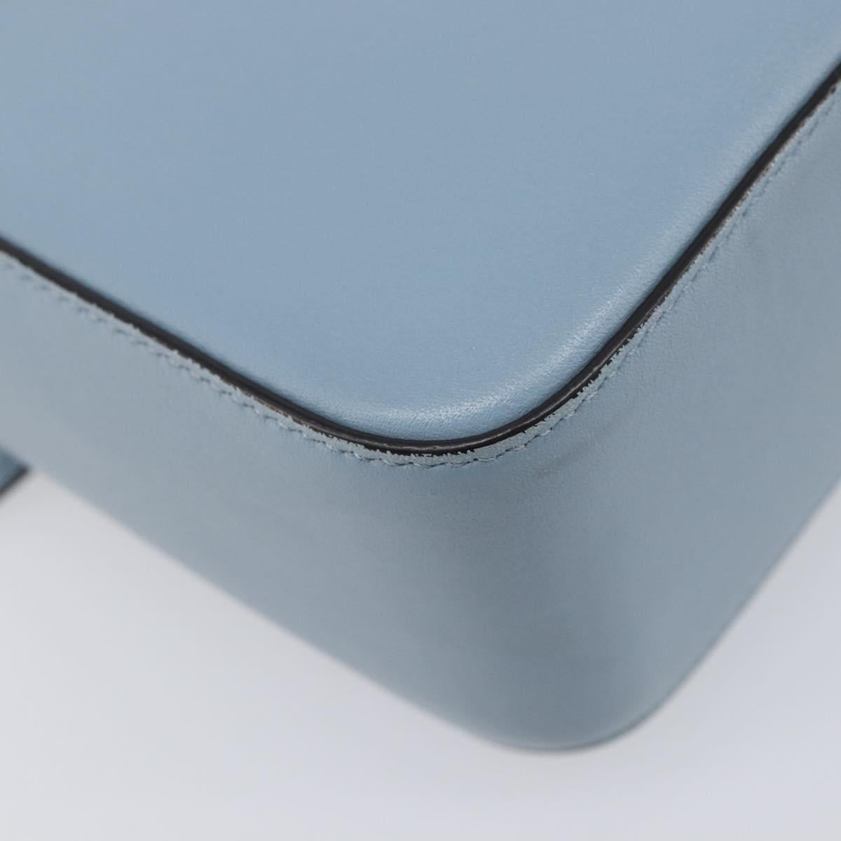 Salvatore Ferragamo Gancini Shoulder Bag Leather Light Blue Gold Auth 167830V