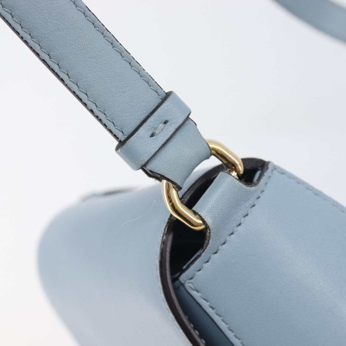 Salvatore Ferragamo Gancini Shoulder Bag Leather Light Blue Gold Auth 167830V