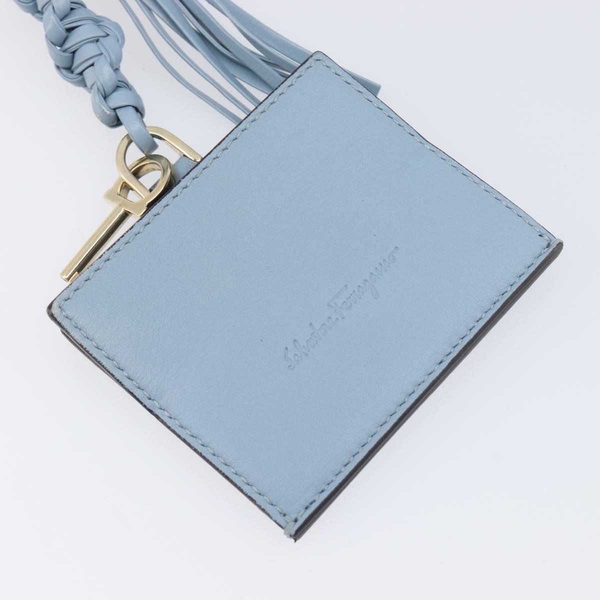 Salvatore Ferragamo Gancini Shoulder Bag Leather Light Blue Gold Auth 167830V