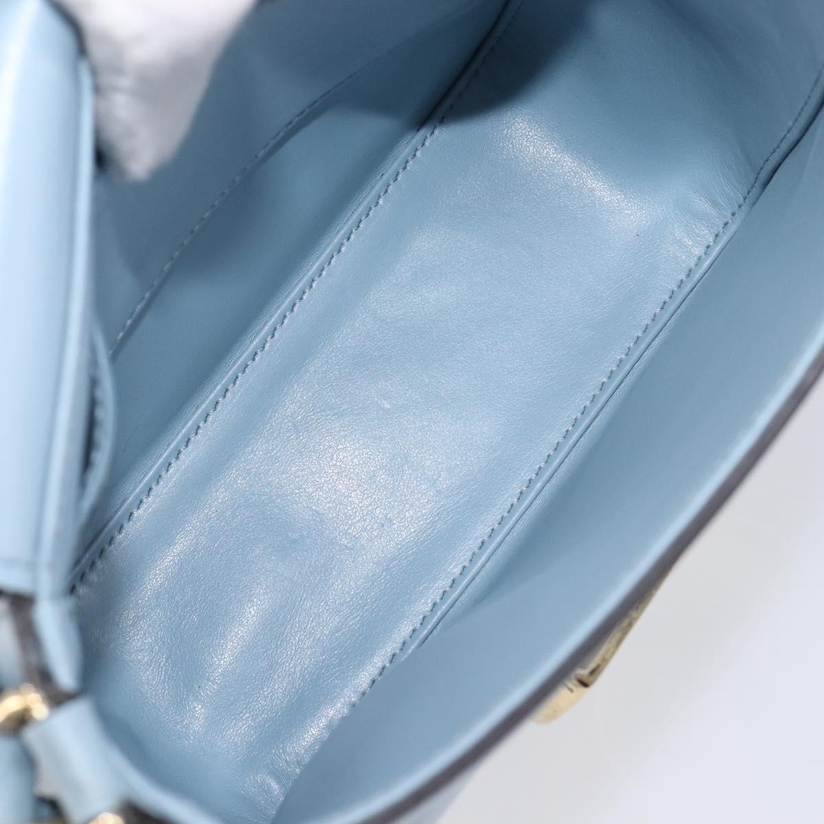 Salvatore Ferragamo Gancini Shoulder Bag Leather Light Blue Gold Auth 167830V