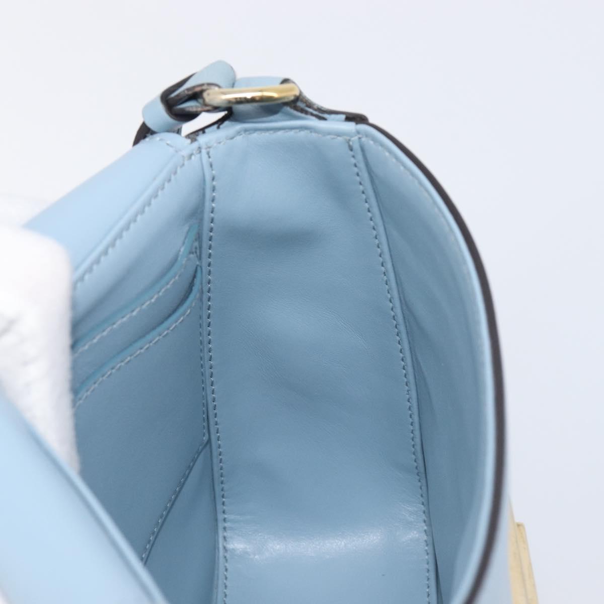 Salvatore Ferragamo Gancini Shoulder Bag Leather Light Blue Gold Auth 167830V