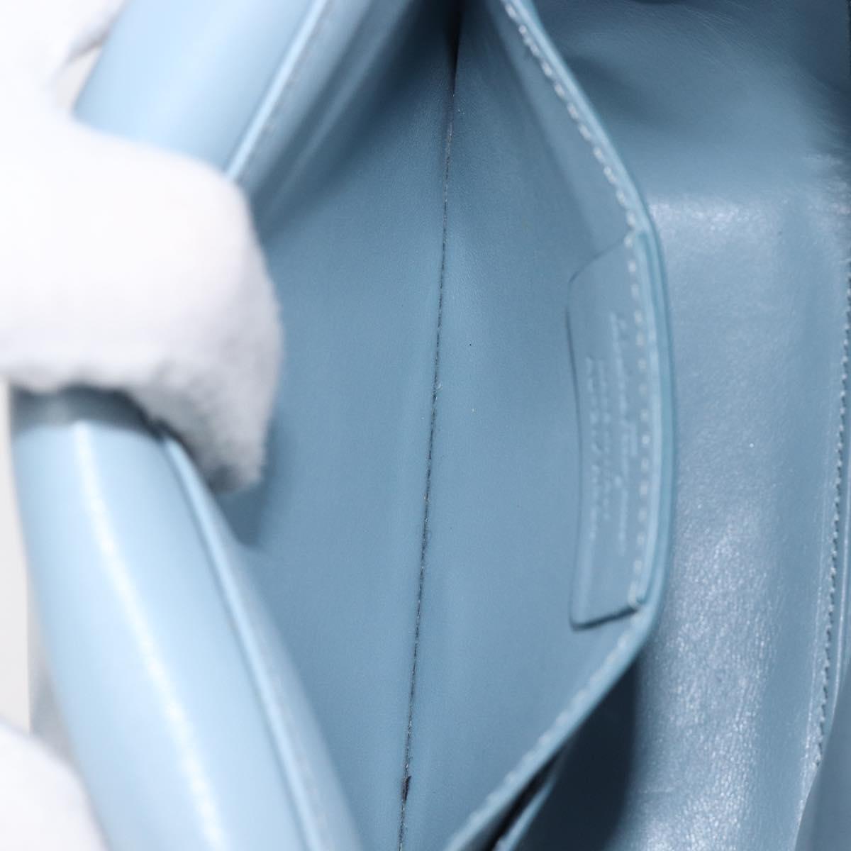 Salvatore Ferragamo Gancini Shoulder Bag Leather Light Blue Gold Auth 167830V