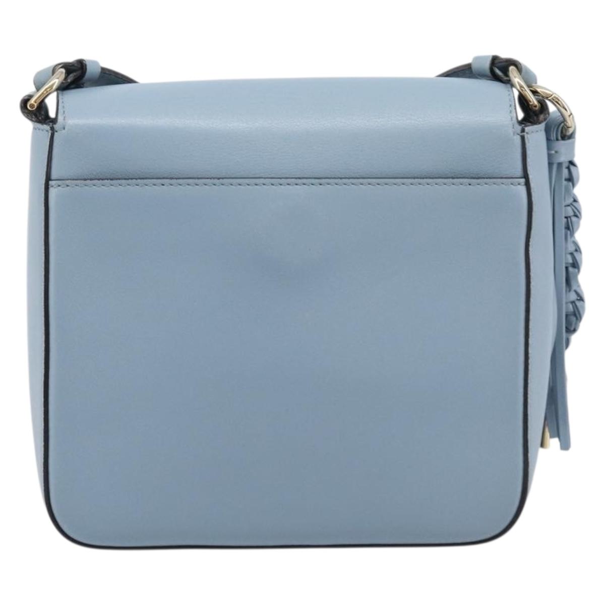 Salvatore Ferragamo Gancini Shoulder Bag Leather Light Blue Gold Auth 167830V