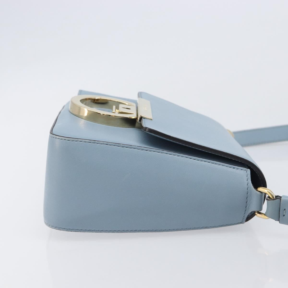 Salvatore Ferragamo Gancini Shoulder Bag Leather Light Blue Gold Auth 167830V