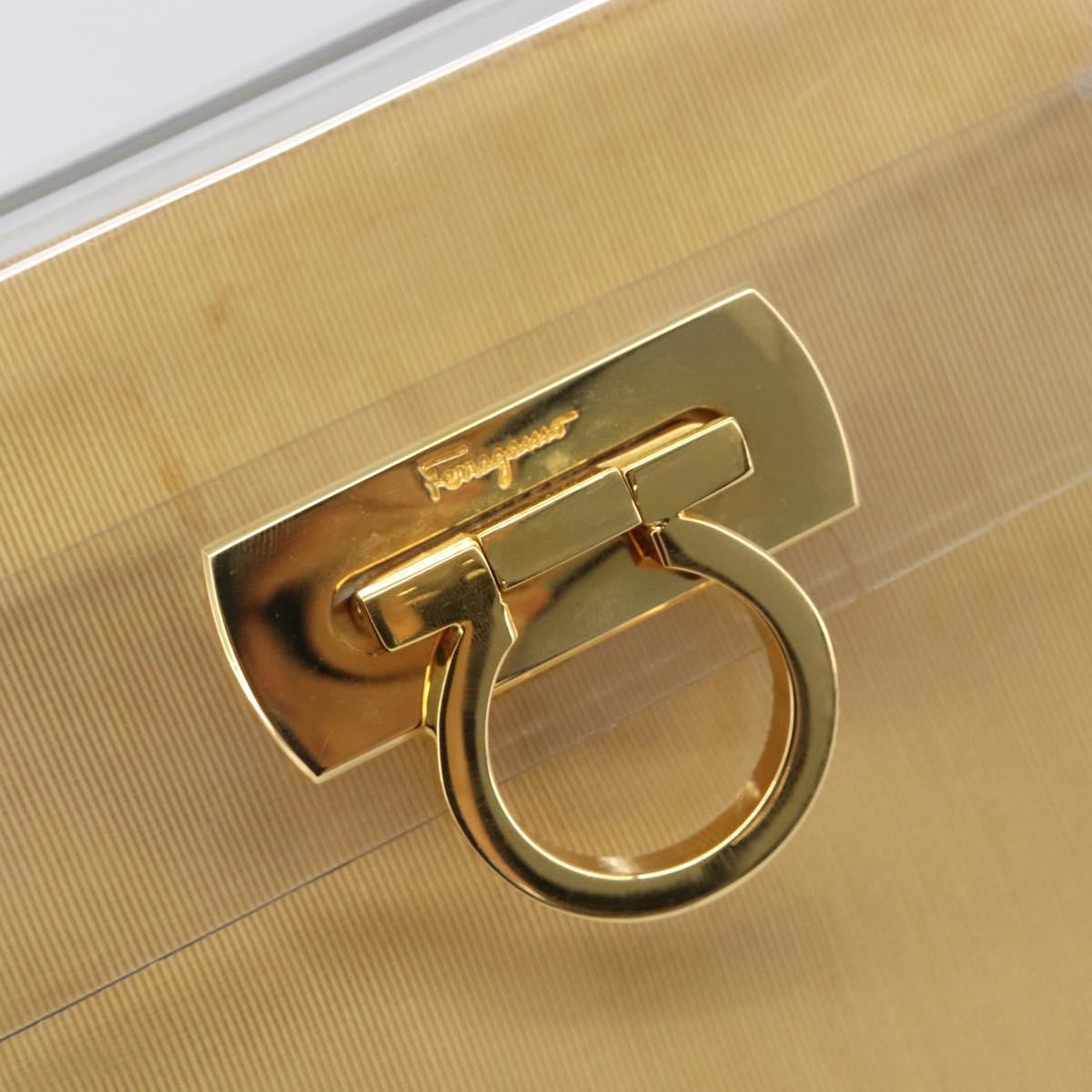 Salvatore Ferragamo Gancini Hand Bag Plastic Clear Gold Auth 167832V