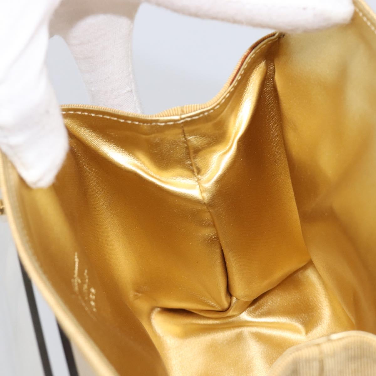 Salvatore Ferragamo Gancini Hand Bag Plastic Clear Gold Auth 167832V