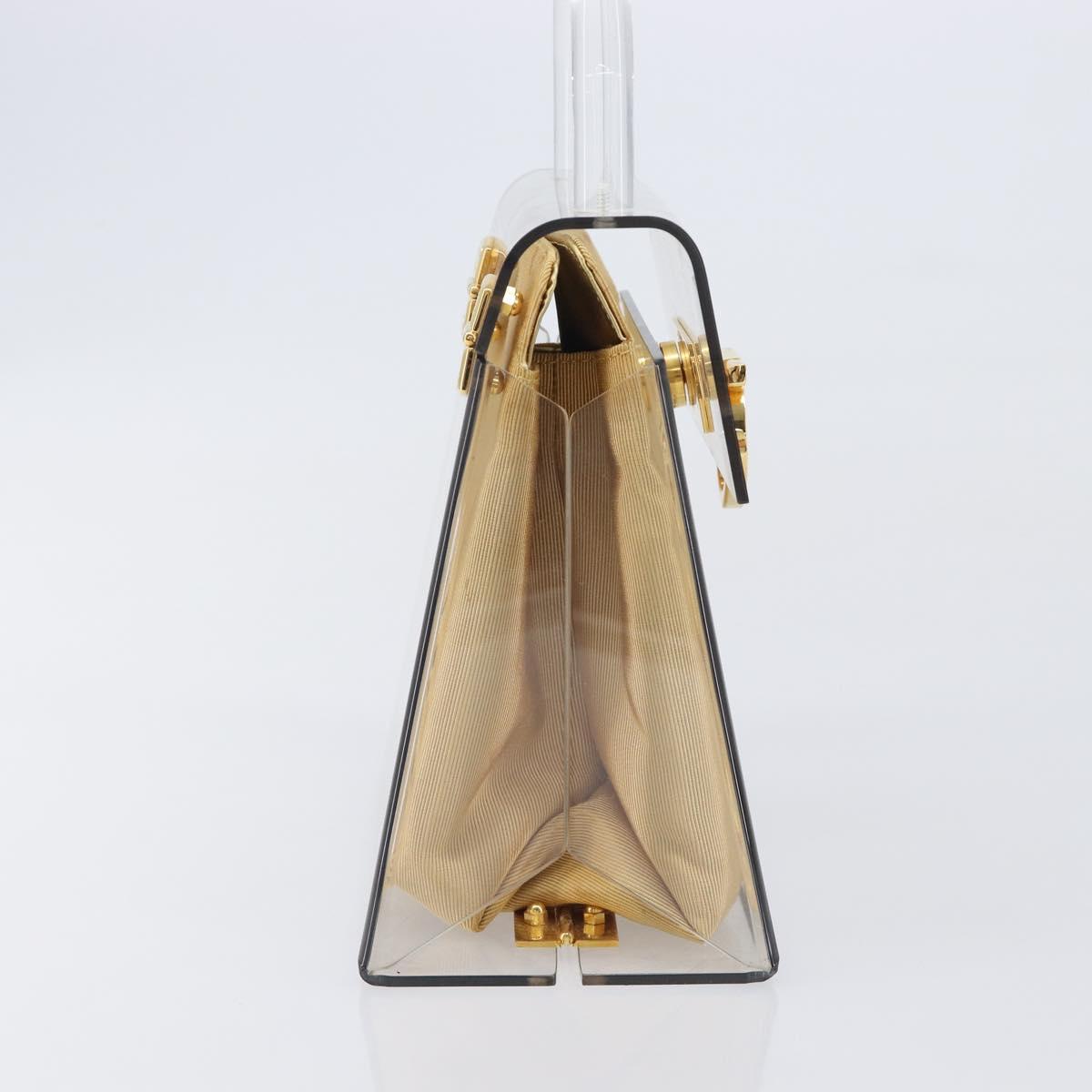 Salvatore Ferragamo Gancini Hand Bag Plastic Clear Gold Auth 167832V