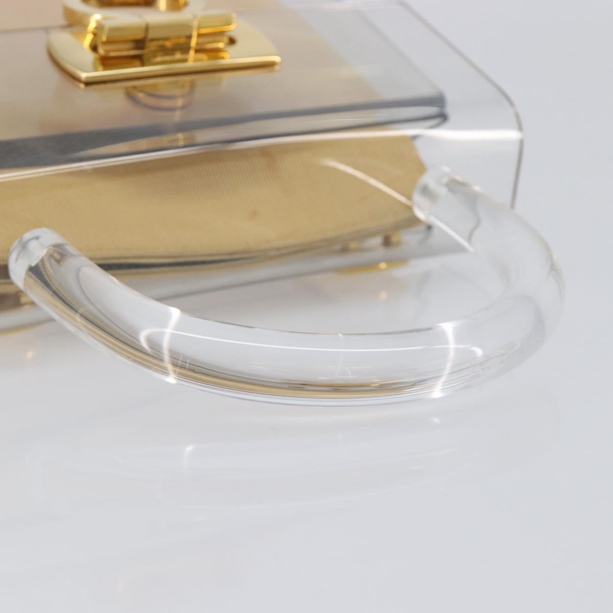 Salvatore Ferragamo Gancini Hand Bag Plastic Clear Gold Auth 167832V