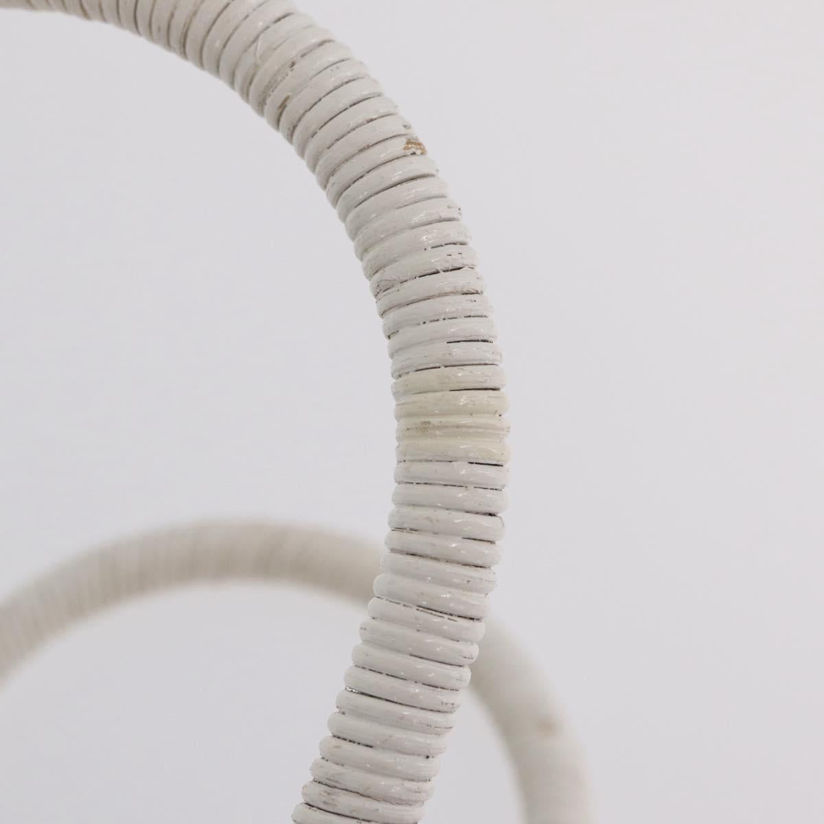 Salvatore Ferragamo Ganchei Hand Bag Rattan White Gold Auth 167833A
