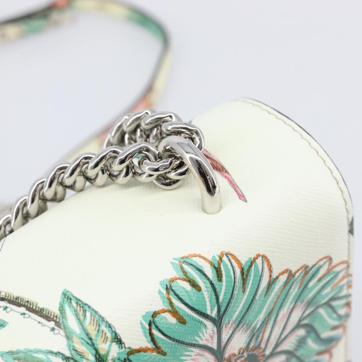 Salvatore Ferragamo Vala Chain Shoulder Bag Leather White Silver Auth 167834V