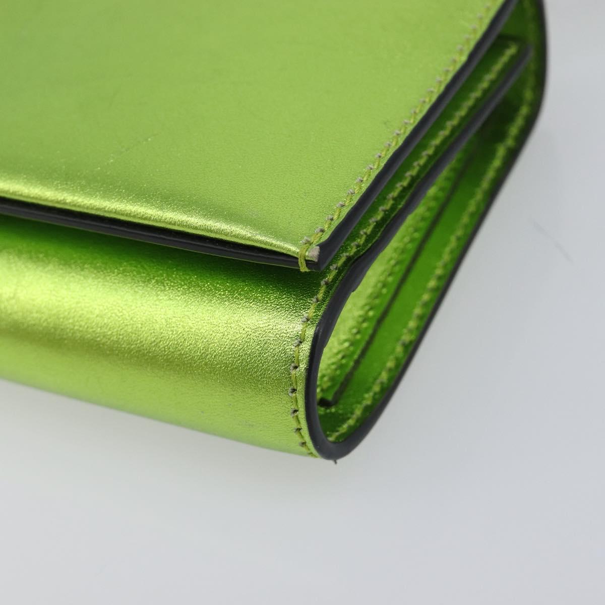 Salvatore Ferragamo Gancini Hand Wallet Leather 2way Metallic Green Auth 167835V