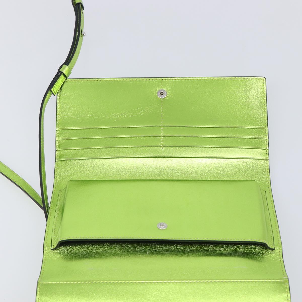Salvatore Ferragamo Gancini Hand Wallet Leather 2way Metallic Green Auth 167835V
