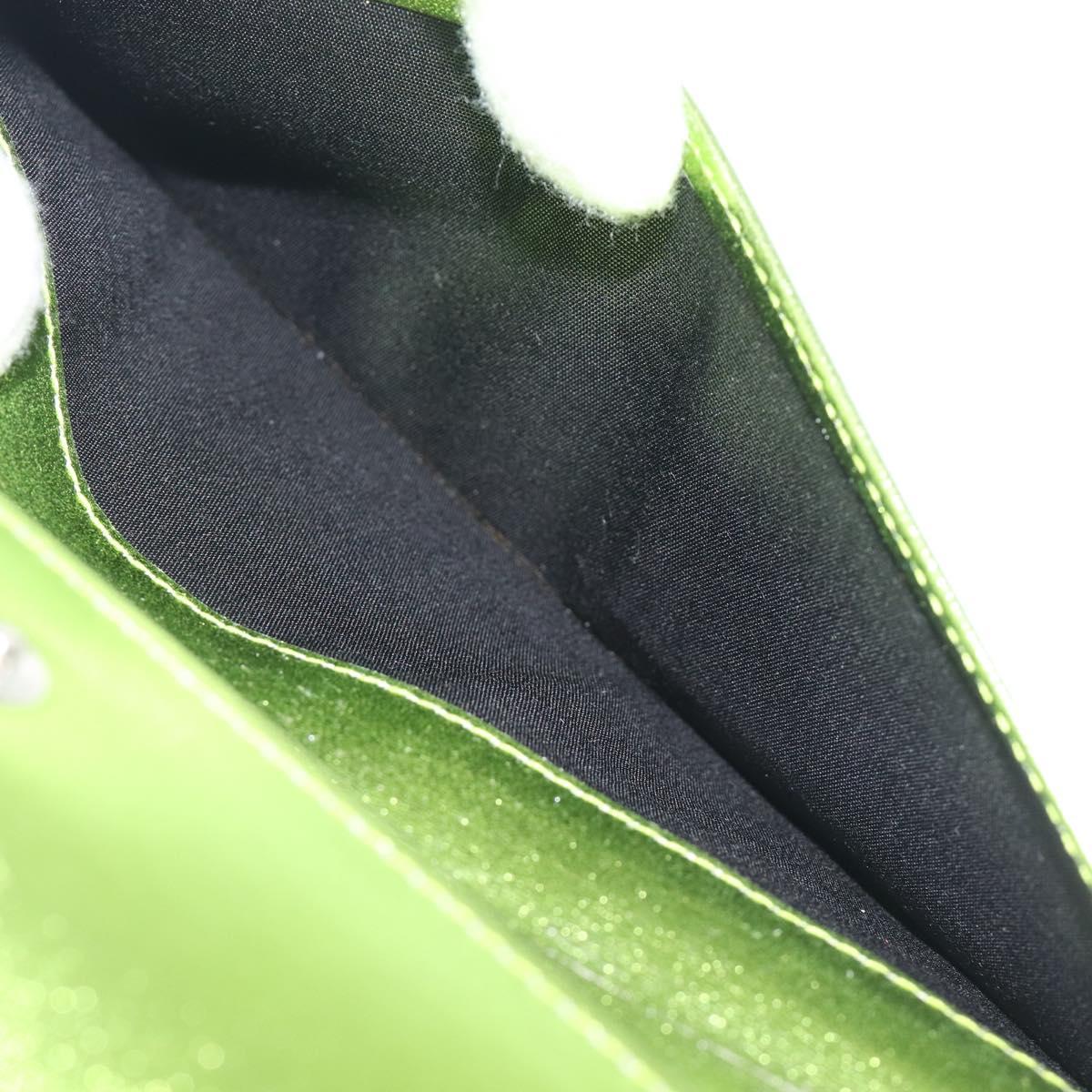 Salvatore Ferragamo Gancini Hand Wallet Leather 2way Metallic Green Auth 167835V