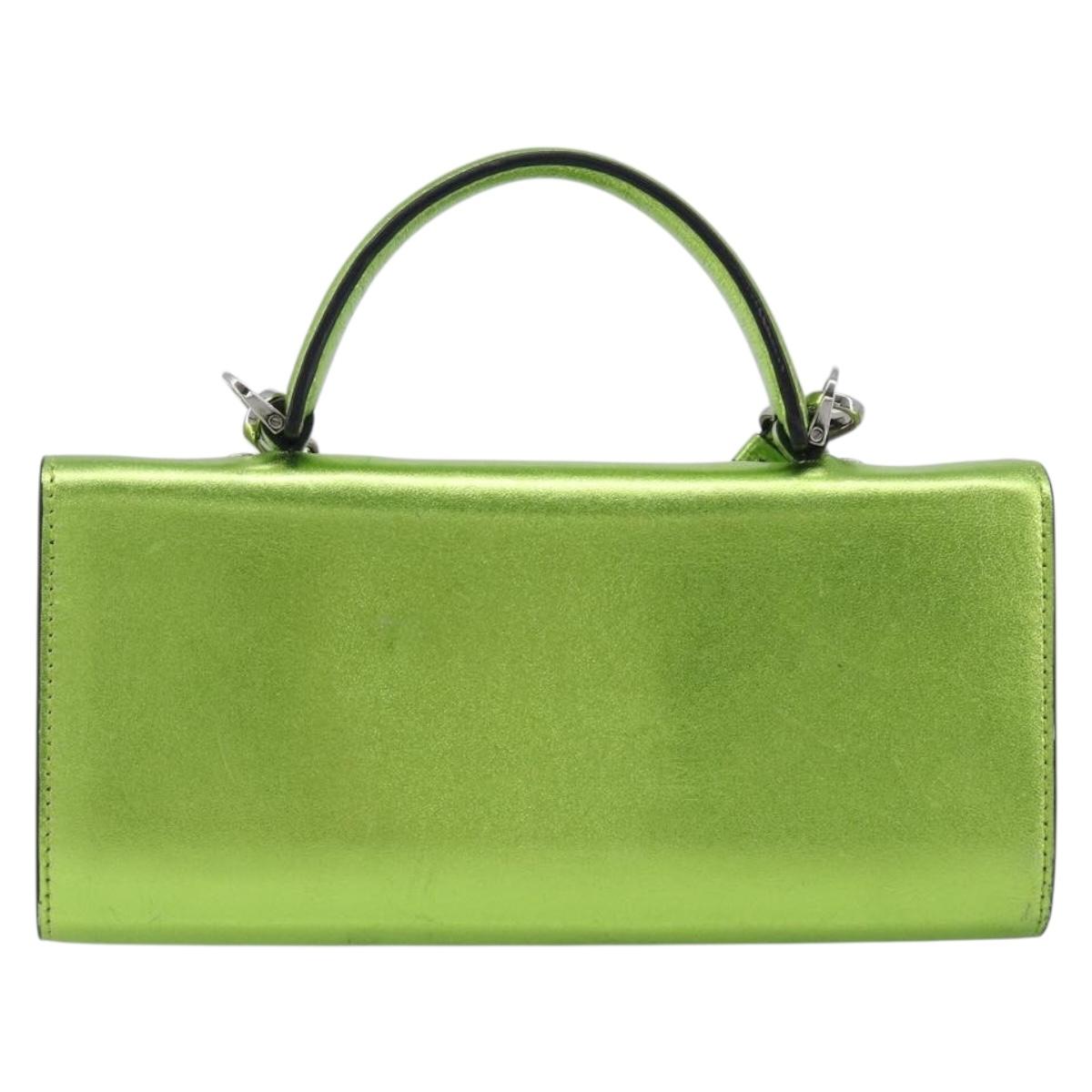 Salvatore Ferragamo Gancini Hand Wallet Leather 2way Metallic Green Auth 167835V