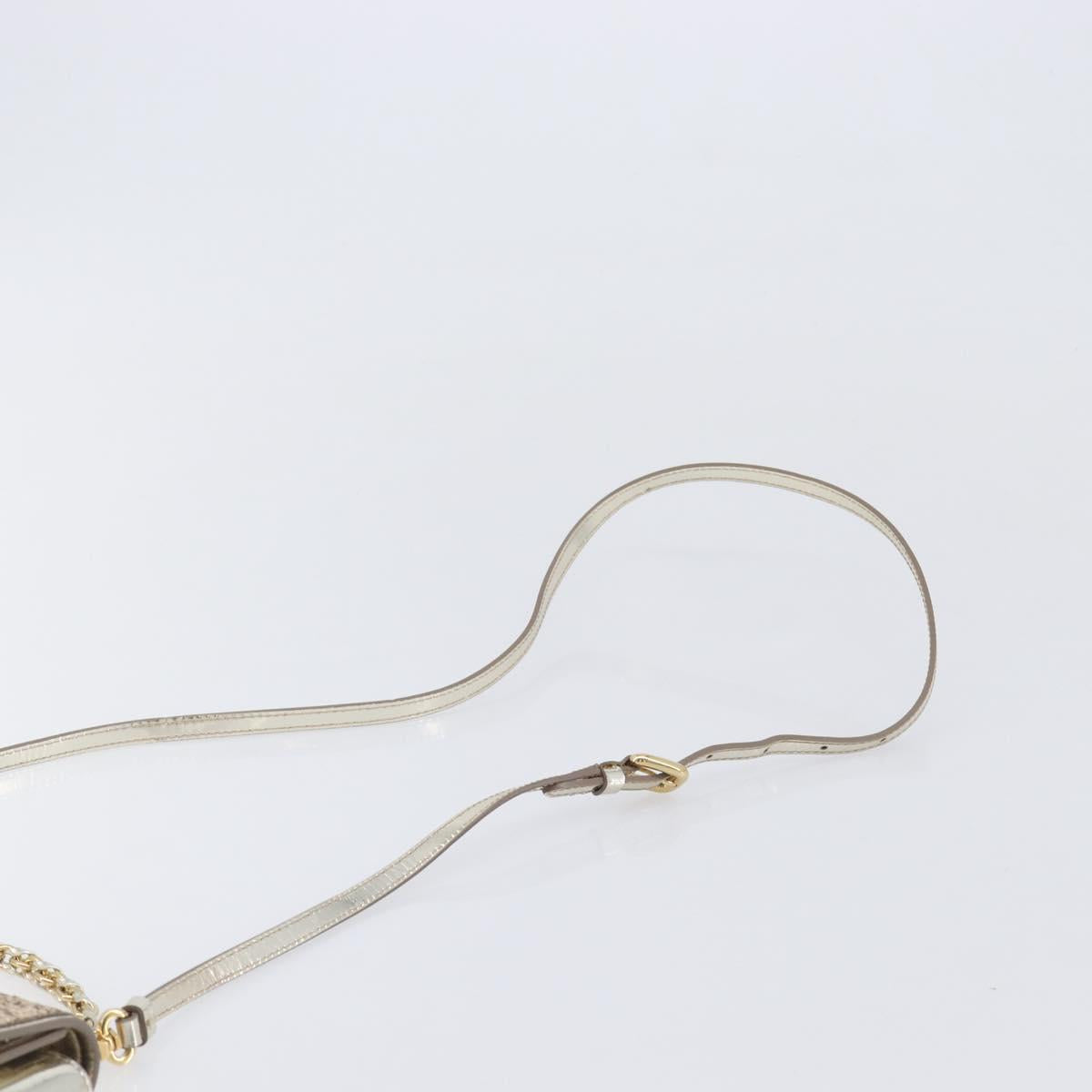 Salvatore Ferragamo Vala Chain Hand Bag Enamel 2way Champagne Gold Auth 167836V