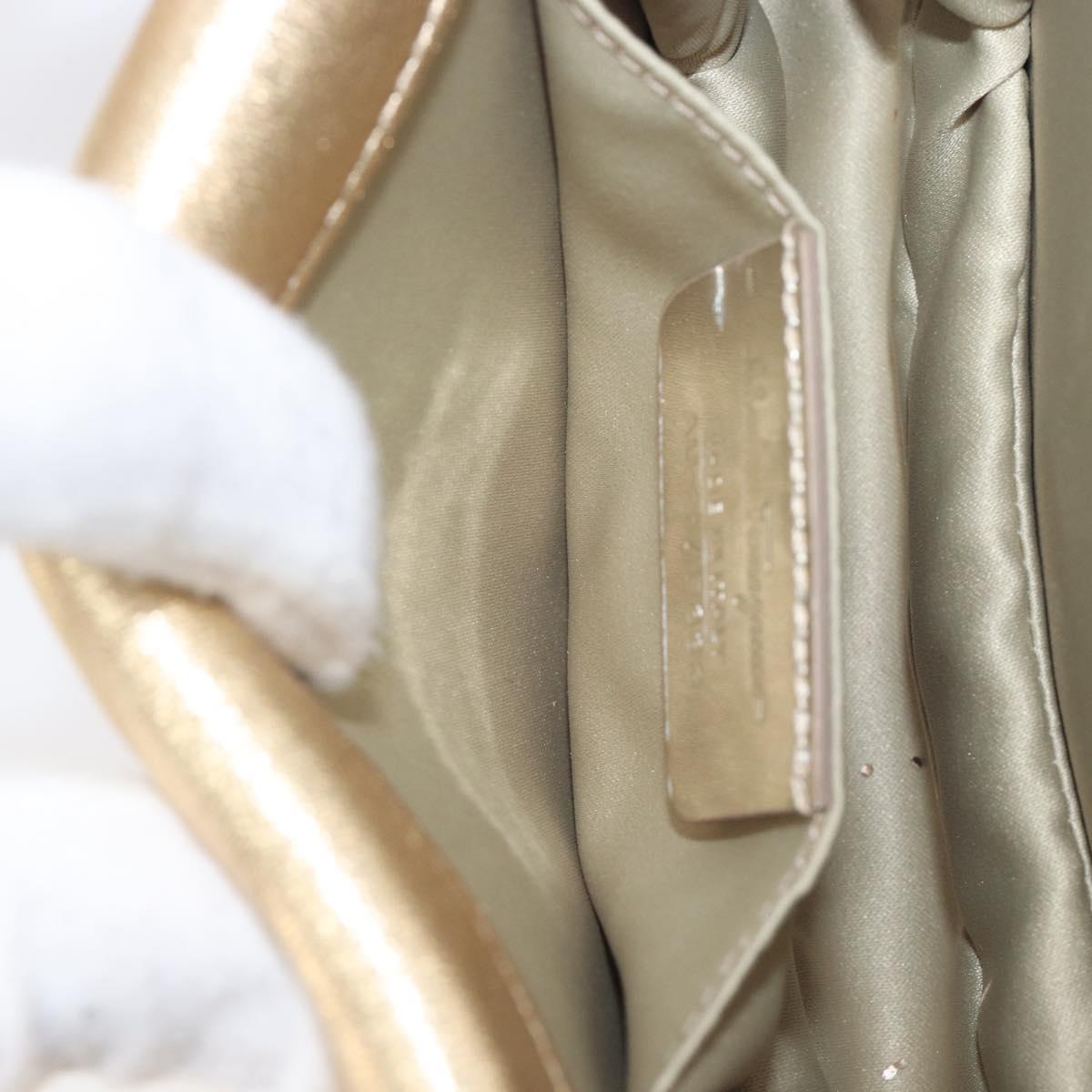 Salvatore Ferragamo Vala Chain Hand Bag Enamel 2way Champagne Gold Auth 167836V
