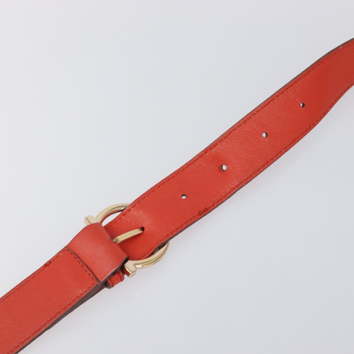 Salvatore Ferragamo Hand Bag Leather 2way Orange Gold Auth 167837A