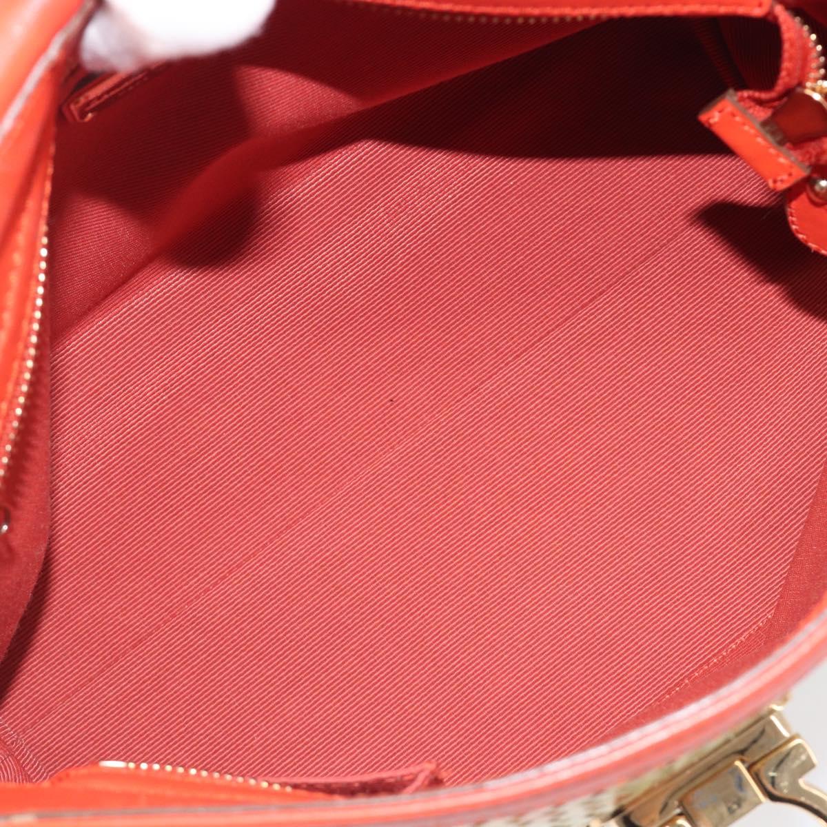 Salvatore Ferragamo Hand Bag Leather 2way Orange Gold Auth 167837A