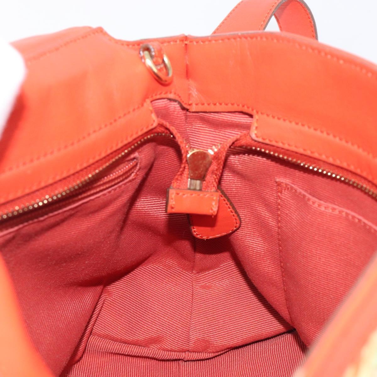 Salvatore Ferragamo Hand Bag Leather 2way Orange Gold Auth 167837A