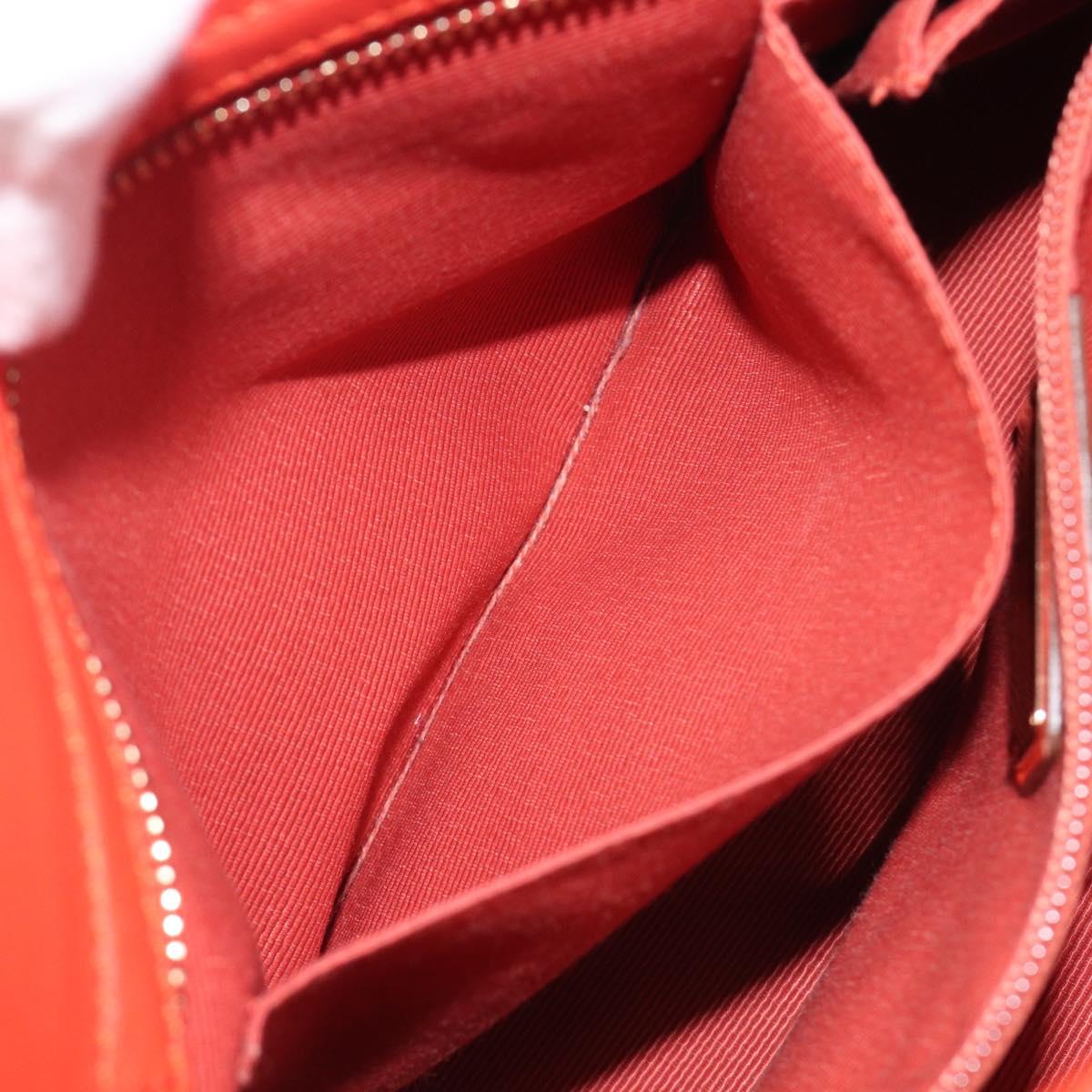 Salvatore Ferragamo Hand Bag Leather 2way Orange Gold Auth 167837A