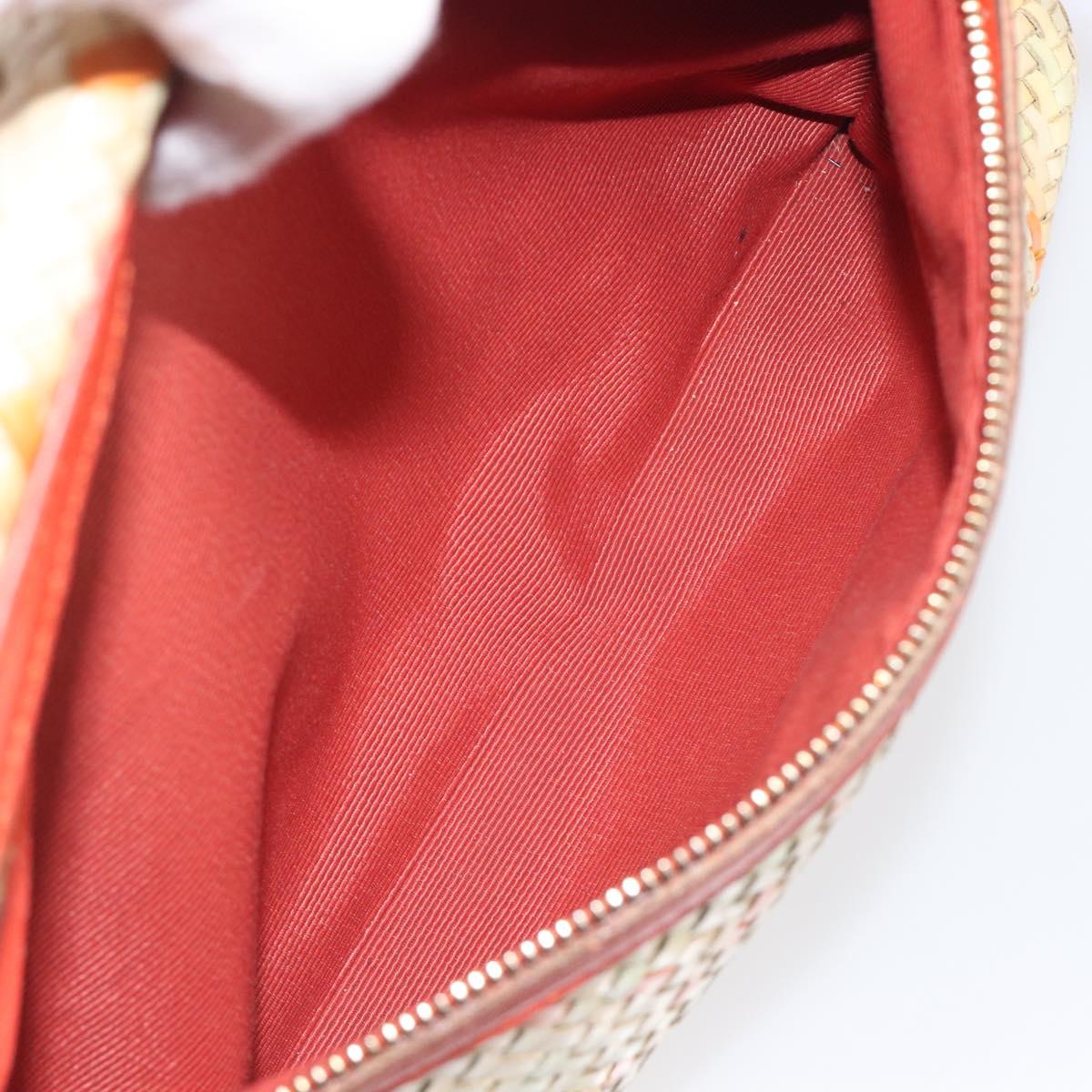 Salvatore Ferragamo Hand Bag Leather 2way Orange Gold Auth 167837A