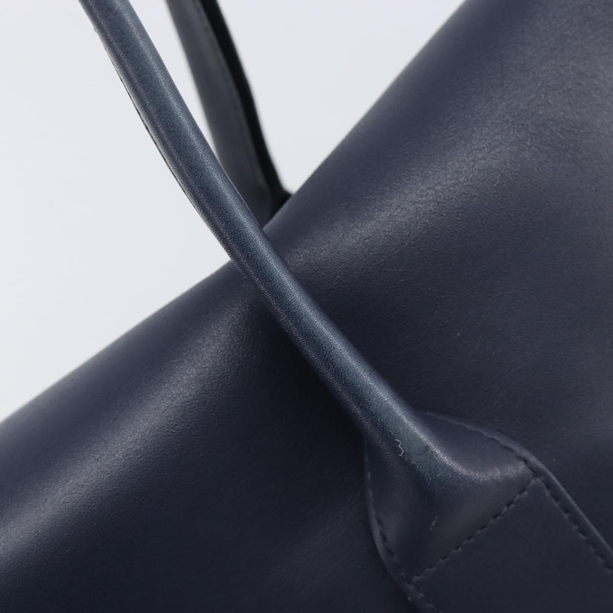 Salvatore Ferragamo Hand Bag Leather 2way Navy Gold Auth 167838A